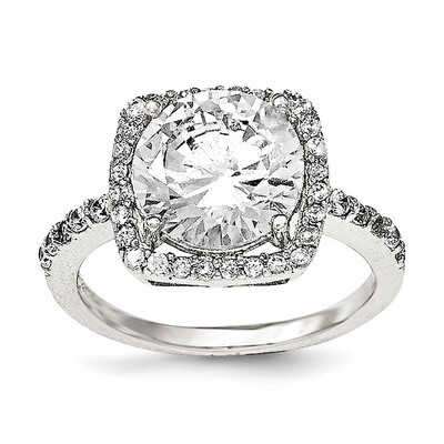 CZ Diamond Ring Sterling Silver Polished QR5993, MPN: QR5993, 883957777511