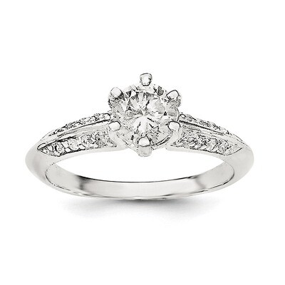 CZ Diamond 6-prong CZ Diamond Ring Sterling Silver Polished QR6160, MPN: QR6160,