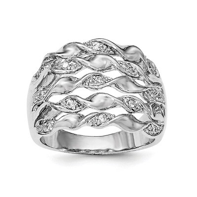 CZ Diamond Ring Sterling Silver Rhodium-plated QR6251, MPN: QR6251,
