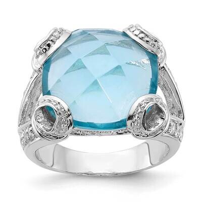 Blue &amp; Clear CZ Ring Sterling Silver QR1419, MPN: QR1419,