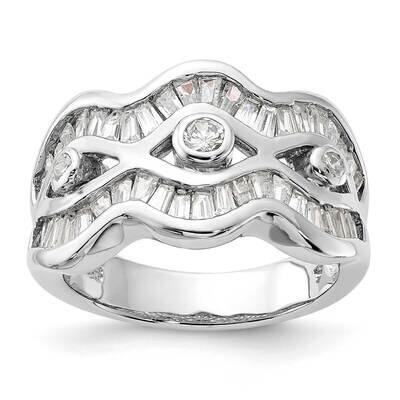 Wavy CZ Ring Sterling Silver Polished QR2069, MPN: QR2069, 886774118017