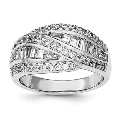 CZ Diamond Ring Sterling Silver Rhodium-plated QR6248, MPN: QR6248,