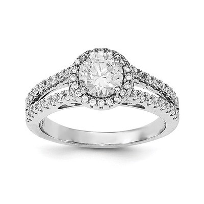 CZ Diamond Ring Sterling Silver Rhodium-plated QR6239, MPN: QR6239,