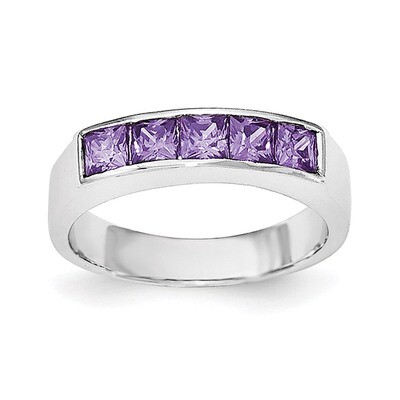 Purple CZ Diamond Ring Sterling Silver Polished QR6335, MPN: QR6335,