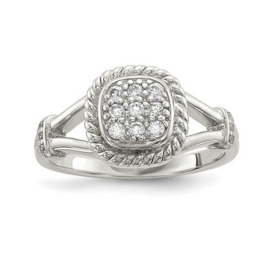 CZ Diamond Ring Sterling Silver QR6617, MPN: QR6617, 886774012469