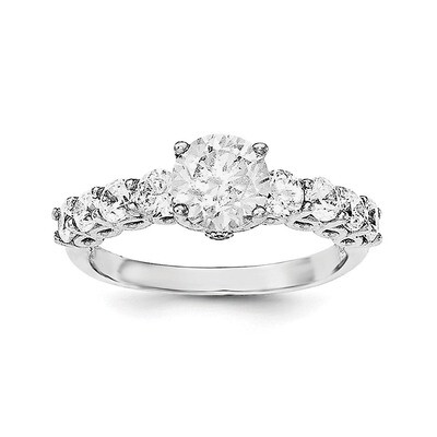 CZ Diamond Ring Sterling Silver Rhodium-plated Polished QR6159, MPN: QR6159,
