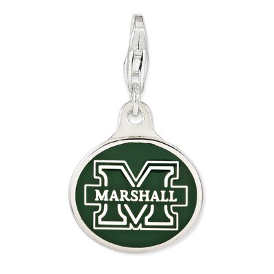 Enamel Marshall University with Lobster Clasp Charm Sterling Silver QCC1137