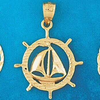 Dazzlers Jewelry Sailboat Pendant Necklace Charm Bracelet in Yellow, White or Rose Gold 1148, MPN: …