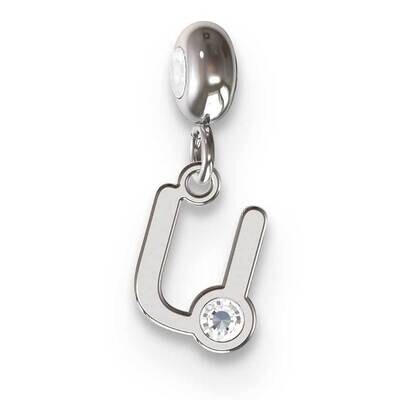 Memi Letter U with Swarovski Crystal Charm Sterling Silver Rhodium-plated ME111U-SS, MPN: ME111U-SS,