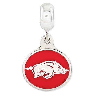 University of Arkansas Collegiate Enameled Dangle Bead Sterling Silver QRS3075