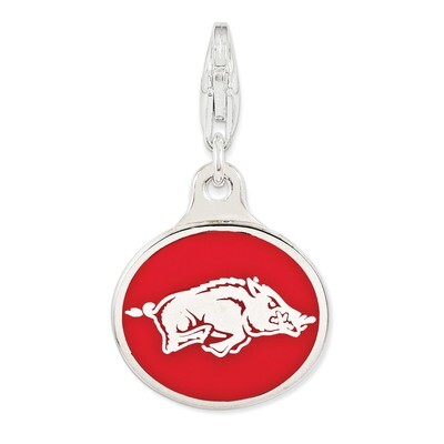 Enamel University of Arkansas with Lobster Clasp Charm Sterling Silver QCC1122