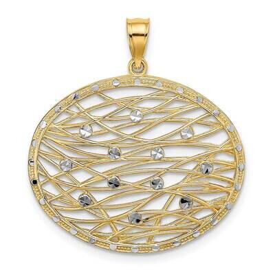 Oval Cut-Out Charm 14k Gold Rhodium Diamond-cut K9444, MPN: K9444, 637218137244