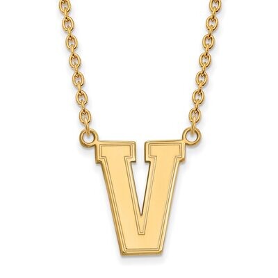 Vanderbilt University Large Pendant with Chain Necklace Gold-plated Silver GP008VAU-18, MPN: GP008V…