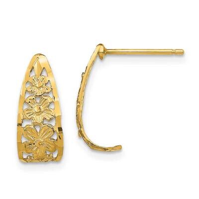 Flower Tiered Edge Post Earrings 14k Gold Diamond-cut TE733, MPN: TE733, 637218078653