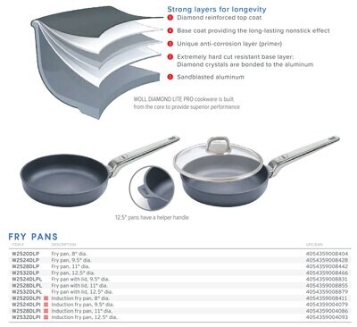 Frieling Diamond Lite Induction Fry Pan with Lid 9.5&quot; W524DPIL