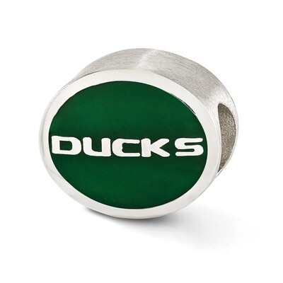 Enameled University of Oregon Collegiate Bead Sterling Silver QRS3305E1