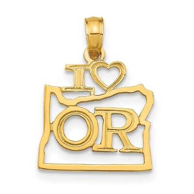 Oregon State Pendant 14k Gold Solid D1184, MPN: D1184,
