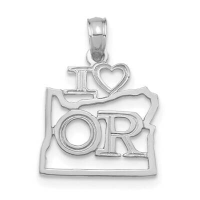 Oregon State Pendant 14k White Gold Solid D1184W, MPN: D1184W,