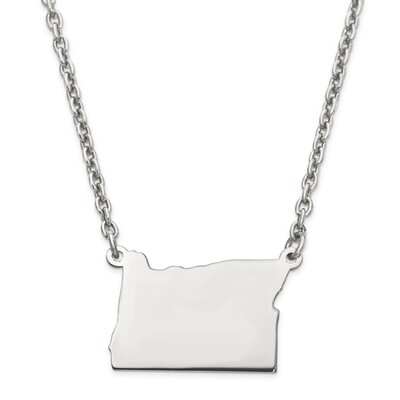 Oregon State Pendant Necklace with Chain Sterling Silver Engravable XNA706SS-OR, MPN: XNA706SS-OR, …