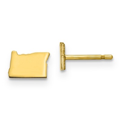 Oregon State Small Earrings 14k Yellow Gold Engravable XNE50Y-OR, MPN: XNE50Y-OR, 886774759197