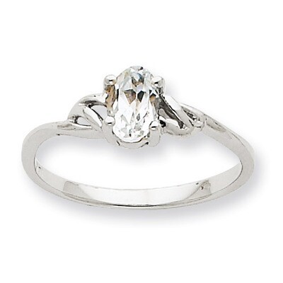 Polished Geniune White Topaz Birthstone Ring 10k White Gold 10XBR145, MPN: 10XBR145, 883957216744