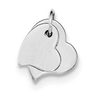satin and Polished Two Piece Heart Pendant Sterling Silver Rhodium-plated QC8468, MPN: QC8468, 1911…