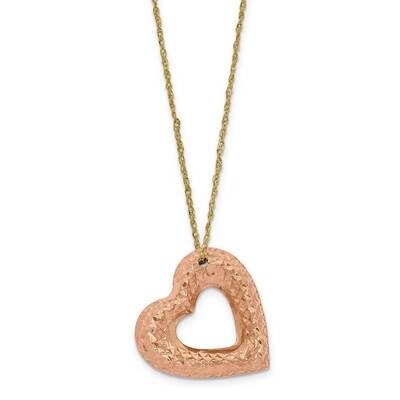 Diamond-Cut Ropa Chain with Pink Heart Pendant 14k Yellow Gold CMEI18119-18, MPN: CMEI18119-18,
