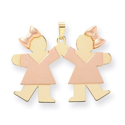 Double Girls Engravable Charm 14k Two-tone Gold Large XK422, MPN: XK422, 883957415680