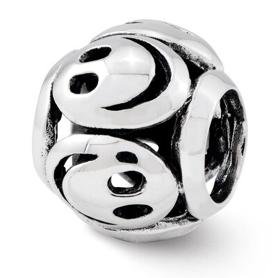 Smiley Faces Bead - Sterling Silver QRS2433, MPN: QRS2433, 886774991443