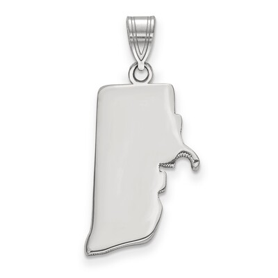 Rhode Island State Pendant Charm 14k White Gold Engravable XNA707W-RI, MPN: XNA707W-RI, 886774753713
