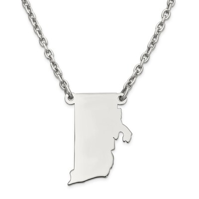 Rhode Island State Pendant Necklace with Chain Sterling Silver Engravable XNA706SS-RI, MPN: XNA706S…