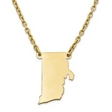 Rhode Island State Pendant Necklace with Chain 14k Yellow Gold Engravable XNA706Y-RI, MPN: XNA706Y-…