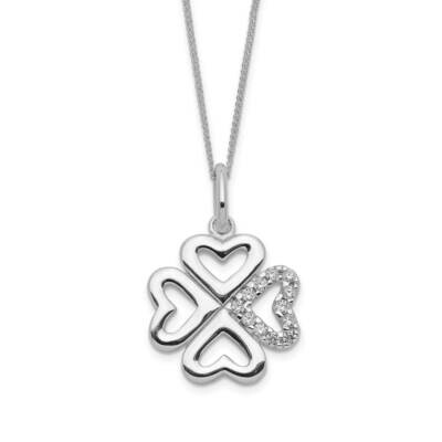 Cz 4-Leaf Clover Necklace Sterling Silver QG5182-16, MPN: QG5182-16, 886774117881