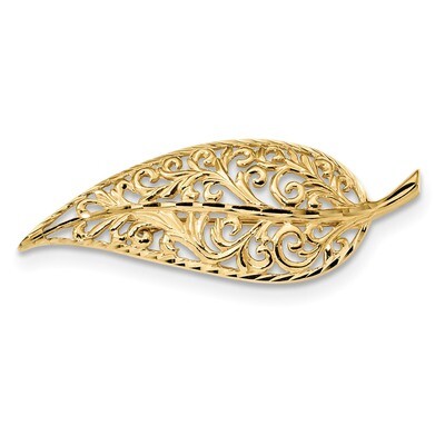 Filigree Leaf Pin 14k Gold Diamond-cut Polished PIN172, MPN: PIN172, 883957733432