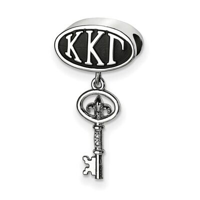 Kappa Kappa Gamma Oval Bead Key Dangle Sterling Silver KKG004BD-SS, MPN: KKG004BD-SS, 634401972026