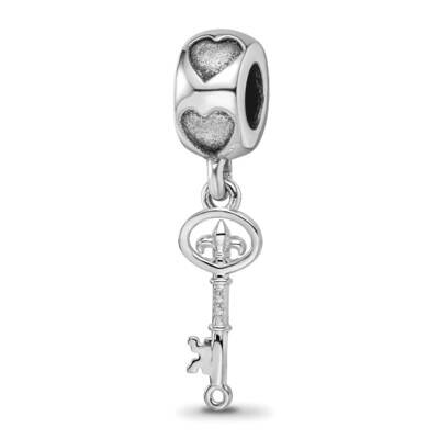 Kappa Kappa Gamma Key Heart Bead Sterling Silver Rhodium-plated KKG003BD2-SS, MPN: KKG003BD2-SS, 63…