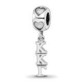 Kappa Kappa Gamma Vertical with Heart Bead Sterling Silver Rhodium-plated KKG005BD2-SS, MPN: KKG005…