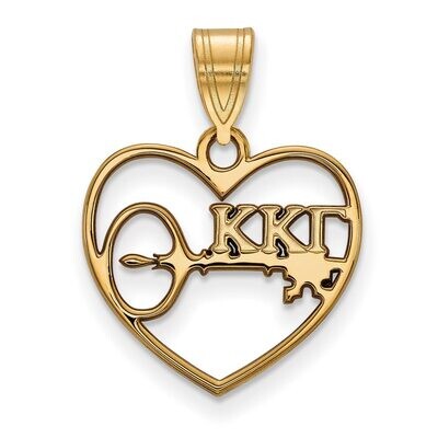 Kappa Kappa Gamma Heart Pendant Gold-plated Silver GP040KKG, MPN: GP040KKG, 886774940755