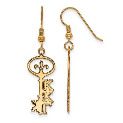 Kappa Kappa Gamma Medium Dangle Earrings Gold-plated Silver GP037KKG, MPN: GP037KKG, 886774938868
