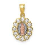 White Rhodium CZ Diamond Guadalupe Pendant 10k Two-tone Gold 10C1368, MPN: 10C1368, 883957831862