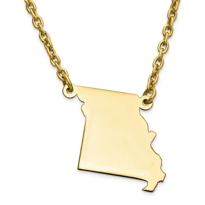 Missouri State Pendant Necklace with Chain 14k Yellow Gold Engravable XNA706Y-MO, MPN: XNA706Y-MO, …
