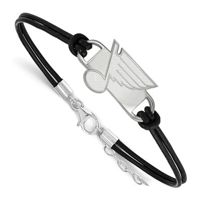 St. Louis Blues Small Center Leather Bracelet Sterling Silver SS031BLE-7, MPN: SS031BLE-7, 19110115…