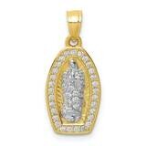 Pave Lady of Guadalupe Pendant 10k Gold with Rhodium CZ Diamond 10C1468, MPN: 10C1468,