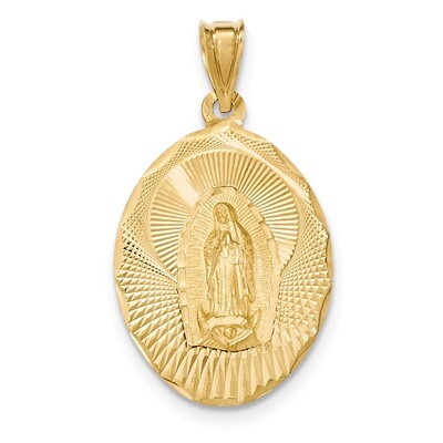 Diamond -cut Lady of Guadalupe Oval Pendant 14k Gold Polished K5636, MPN: K5636, 191101082832
