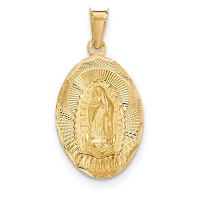 Diamond -cut Lady of Guadalupe Oval Pendant 14k Gold Polished K5635, MPN: K5635, 886774618890