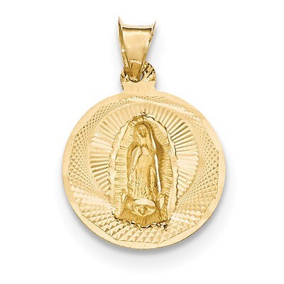 Diamond -cut Lady of Guadalupe Circle Pendant 14k Gold Polished K5631, MPN: K5631, 886774618869