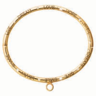 Nikki Lissoni Good Vibes Bangle Live Dream Love Hope Wish Create Give Smile Learn Share Gold-Plated…