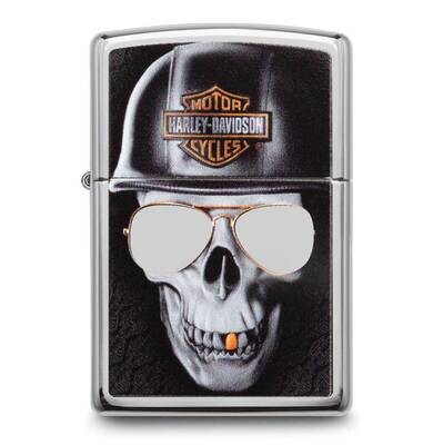 Zippo Harley-Davidson High Polished Chrome Skull Lighter GM25749, MPN: GM25749,