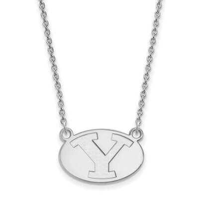 Brigham Young University Small Pendant with Chain Necklace 10k White Gold 1W009BYU-18, MPN: 1W009BY…