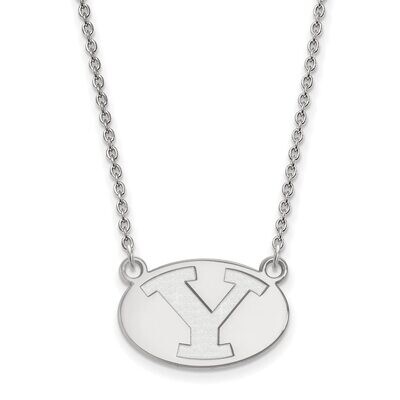 Brigham Young University Small Pendant with Chain Necklace 14k White Gold 4W009BYU-18, MPN: 4W009BY…